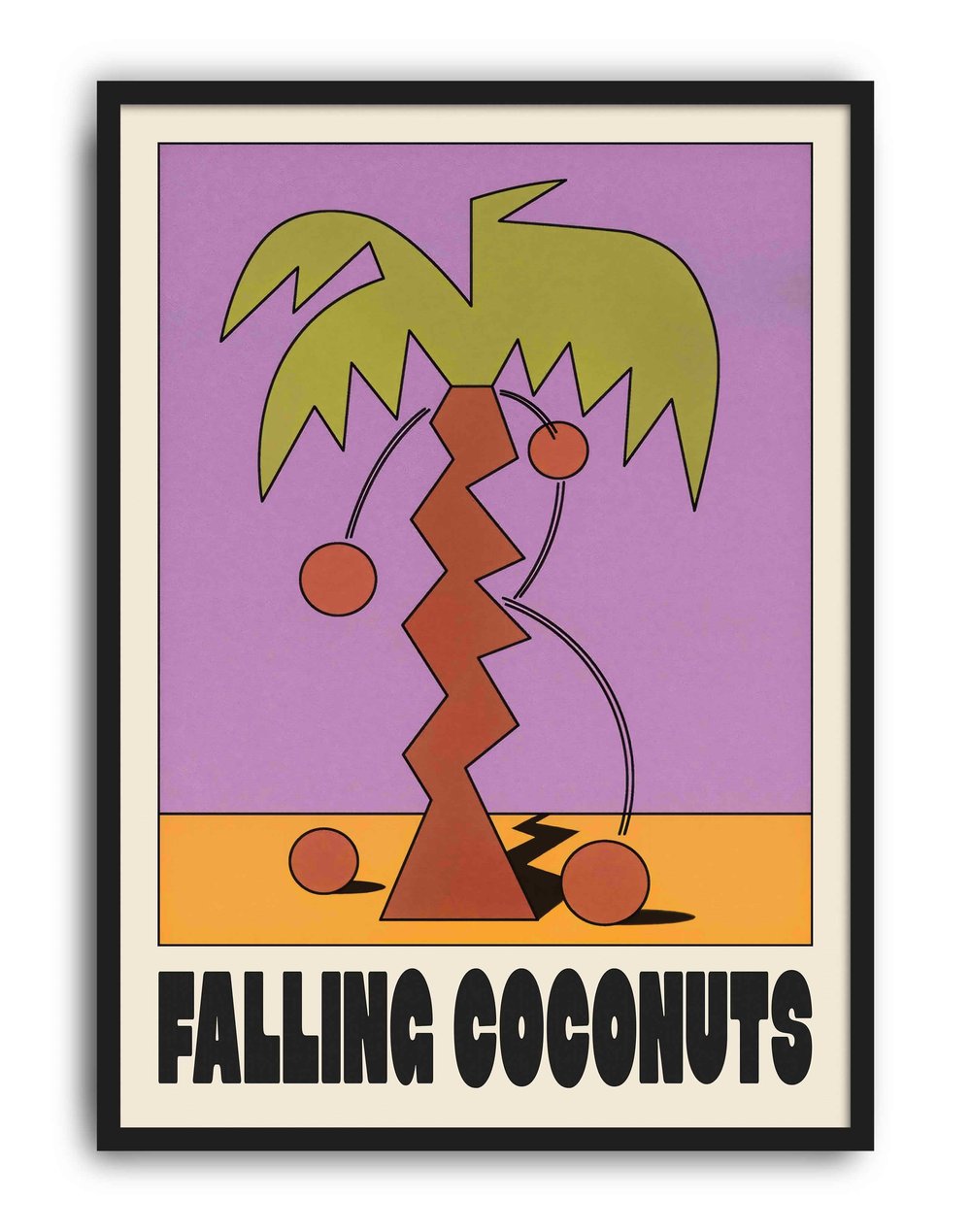 Falling Coconuts Modern Duvar Tablosu - Mor Turuncu Abstract Poster
