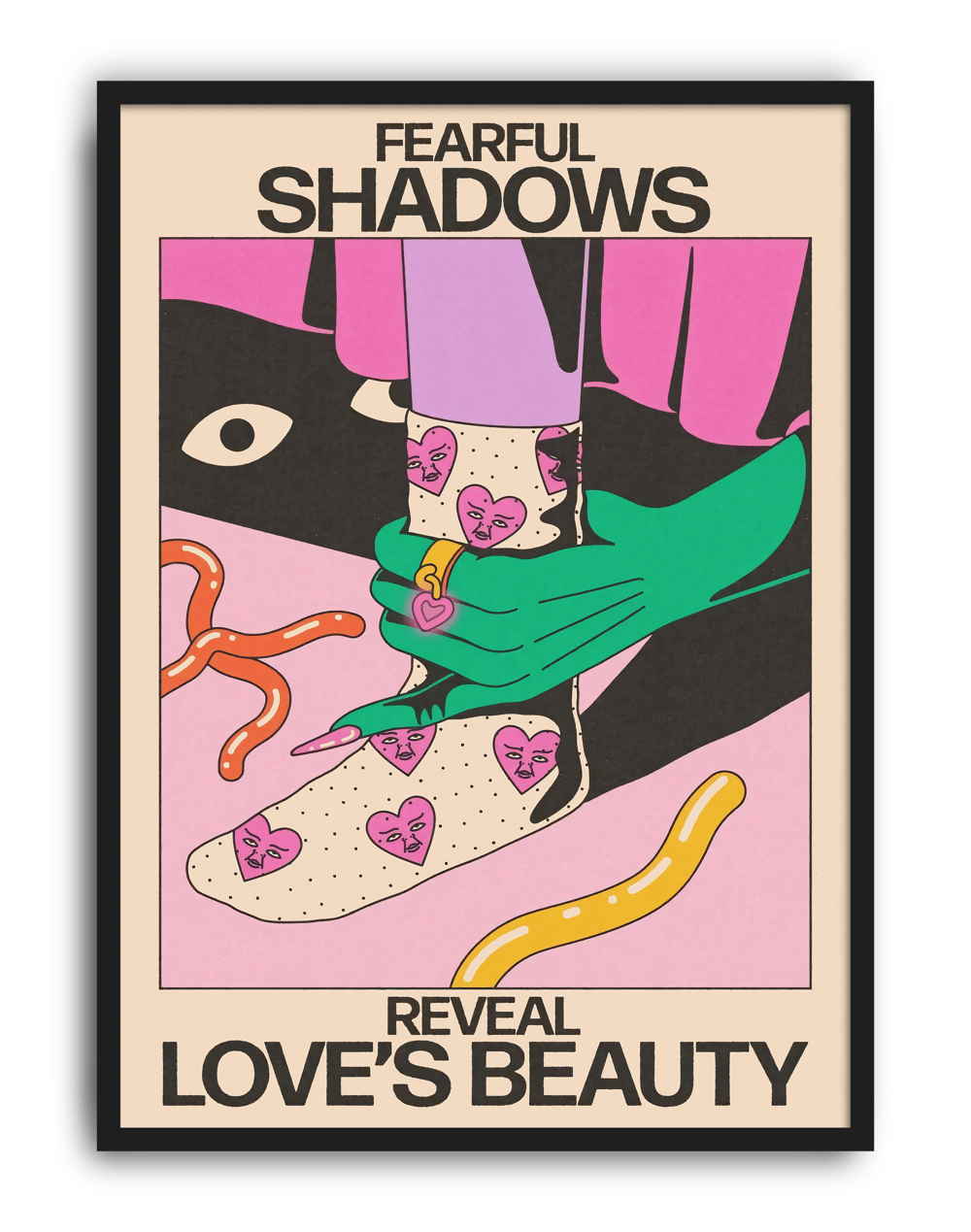 Fearful Shadows Modern Duvar Tablosu – Retro Sürreal Aşk Poster