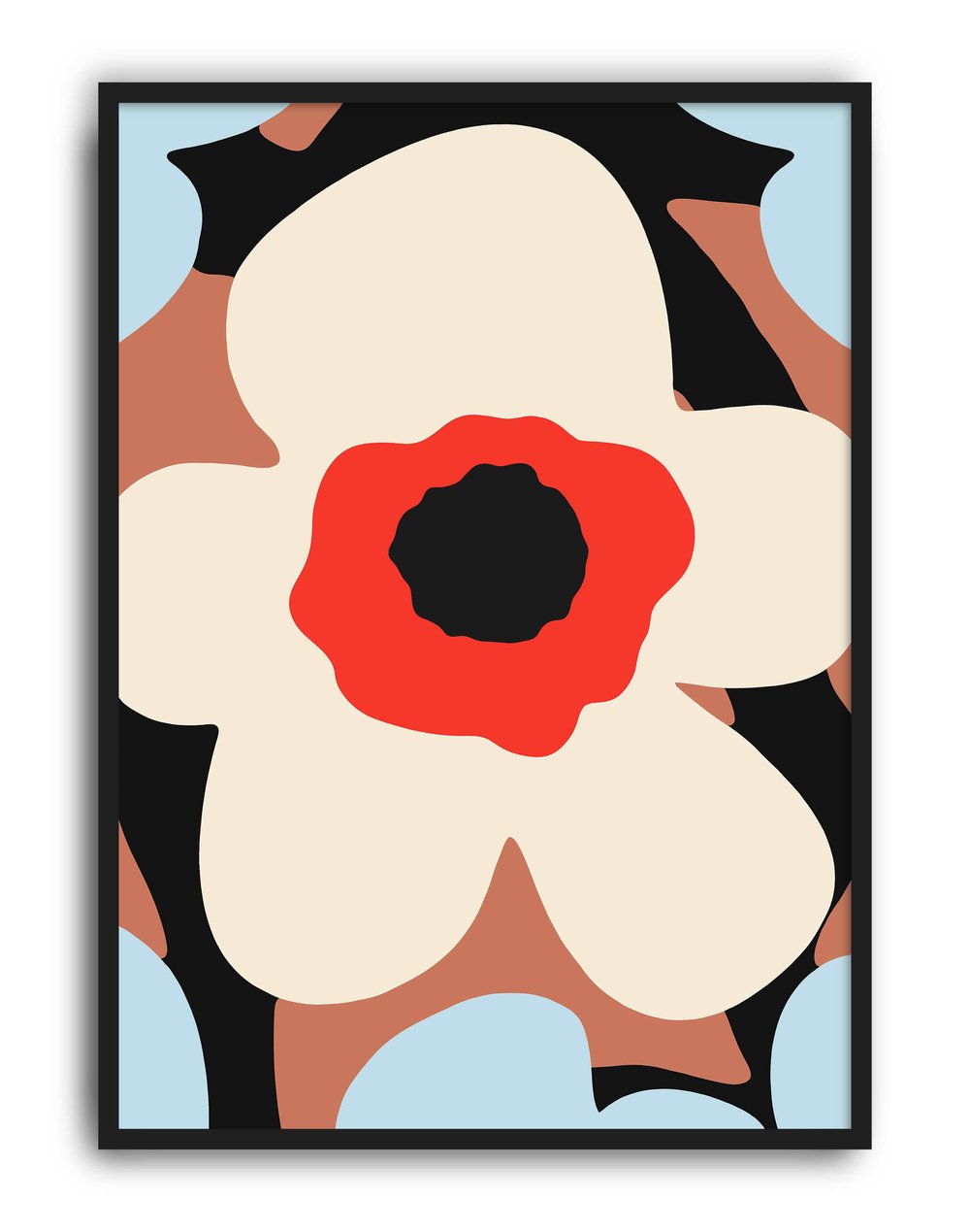 Ivory Bloom Krem Kırmızı Soyut Çiçek Duvar Tablosu