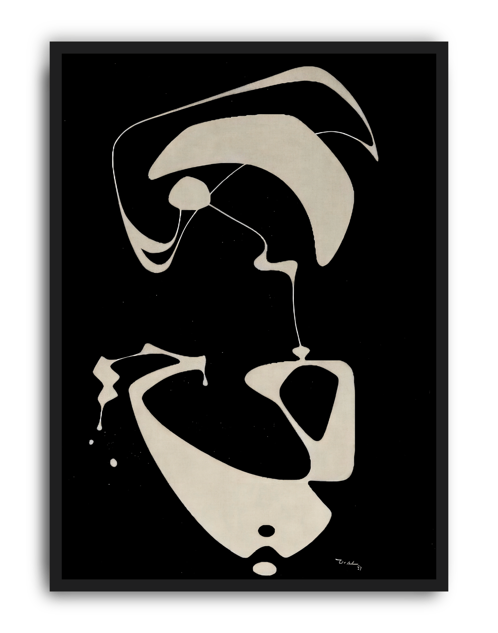 Ivory Void Modern Duvar Tablosu – Siyah Krem Soyut Minimal Poster