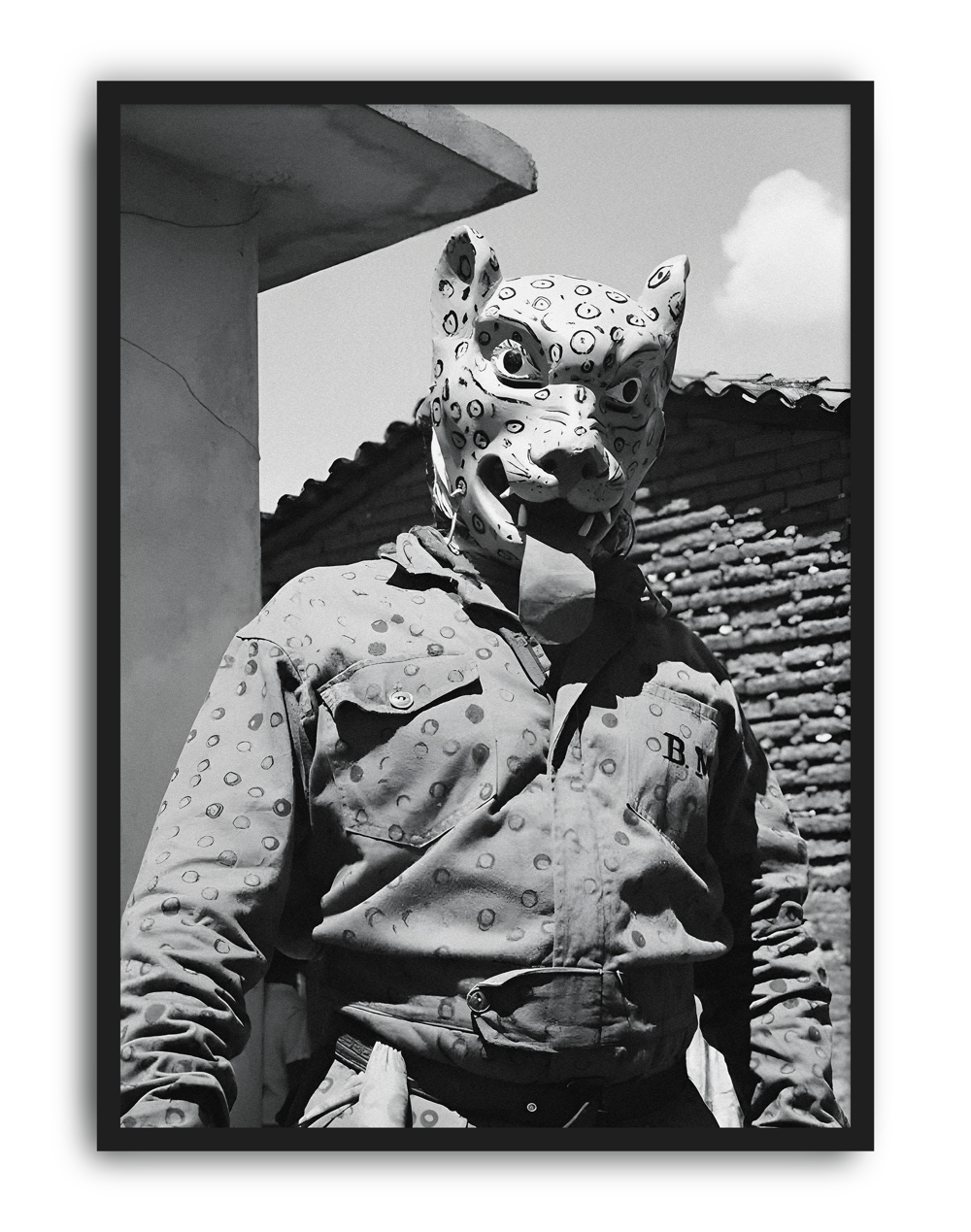 Jaguar Mask Modern Duvar Tablosu – Siyah Beyaz Fotoğraf Poster
