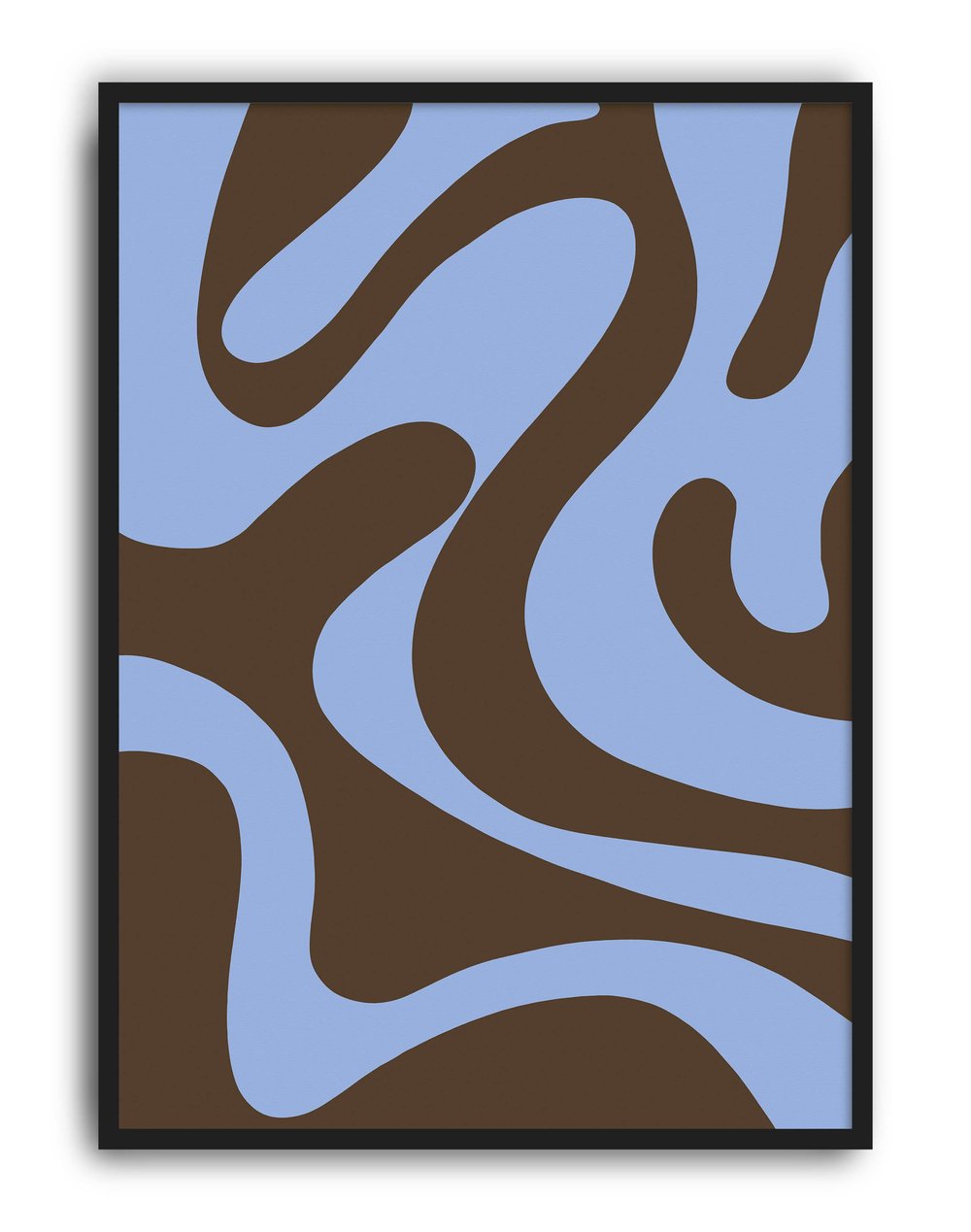 Mocha Waves Kahverengi Mavi Soyut Dalga Duvar Tablosu