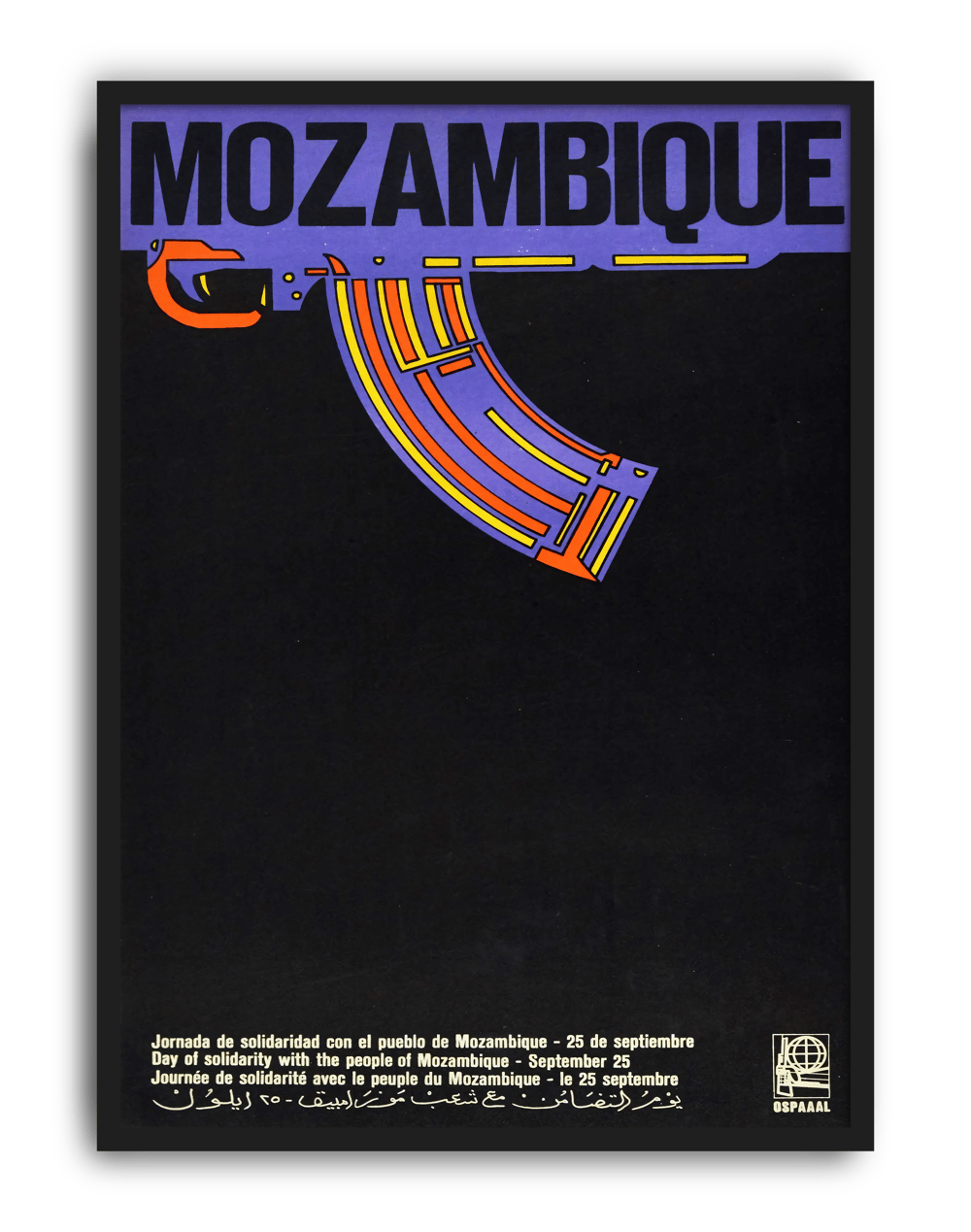 Mozambique Solidarity Modern Duvar Tablosu – Siyah Mor Retro Politik Poster