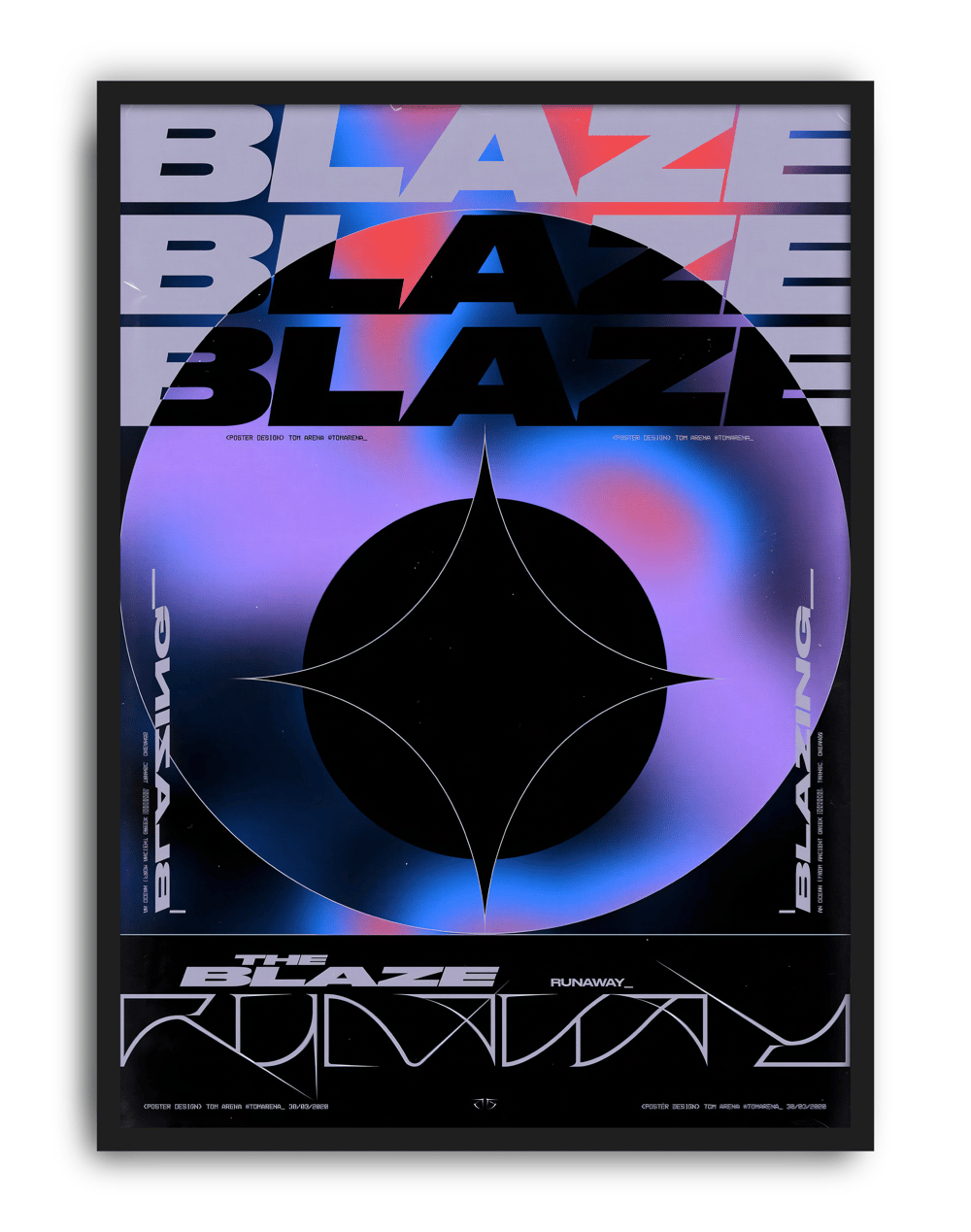 Neon Eclipse Modern Duvar Tablosu – Mor Mavi Futuristik Tipografik Poster