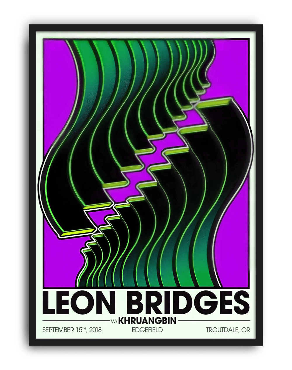 Neon Groove Modern Duvar Tablosu – Mor Yeşil Retro Konser Poster