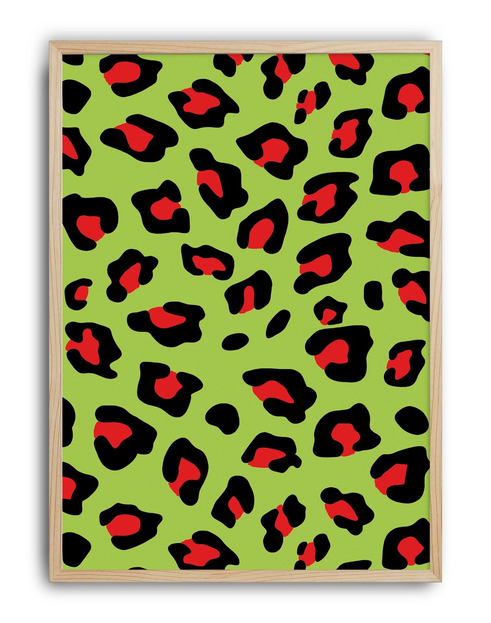 Neon Leopard Yeşil Kırmızı Leopar Desen Duvar Tablosu