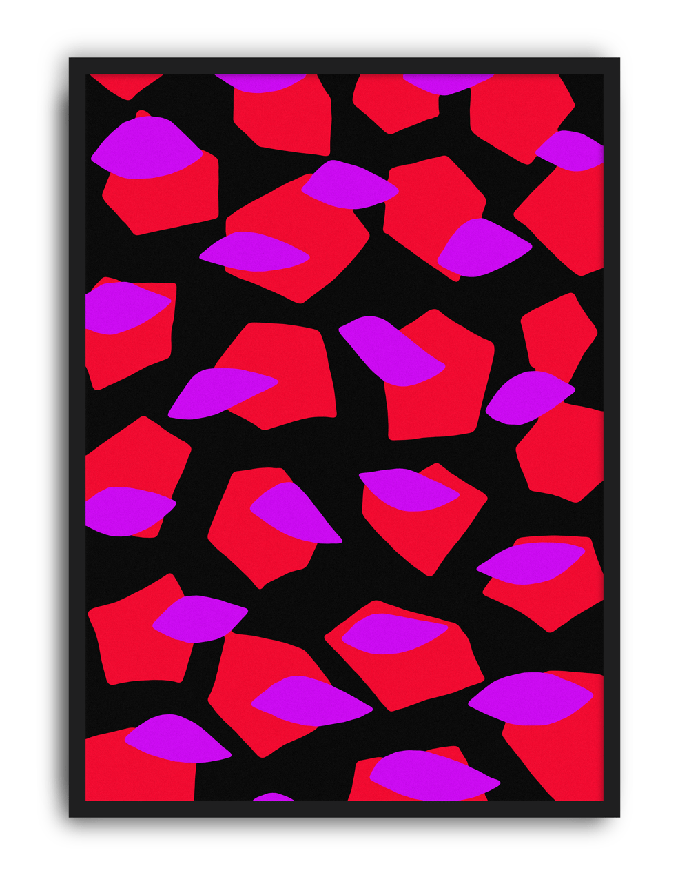 Neon Petals Modern Duvar Tablosu – Kırmızı Mor Abstract Poster