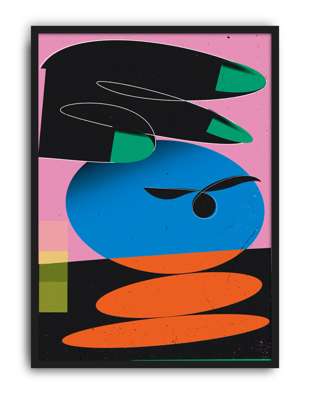 Neon Touch Modern Duvar Tablosu – Pembe Zeminli Abstract Grafik Poster