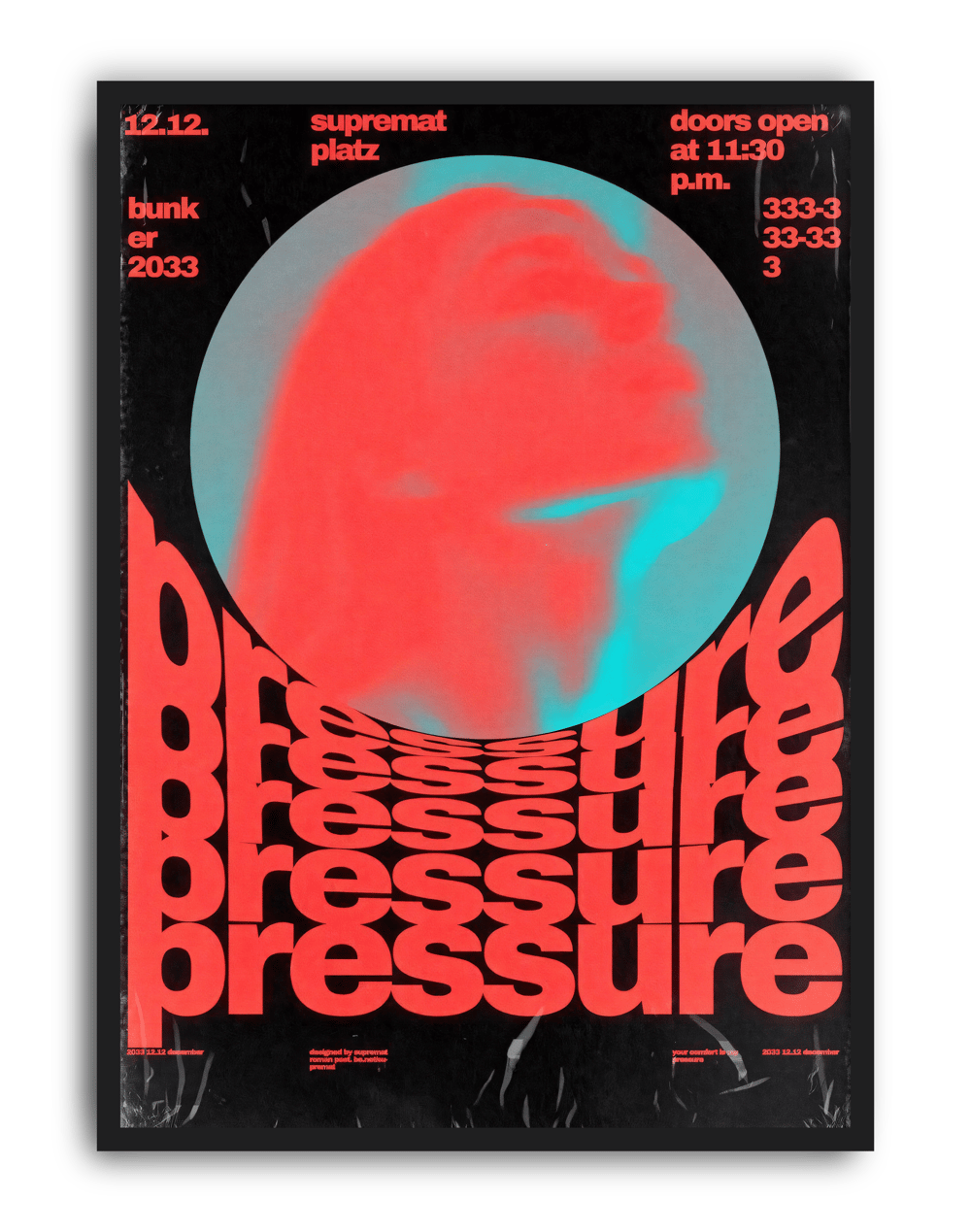 Pressure Echo Modern Duvar Tablosu – Siyah Kırmızı Tipografik Poster