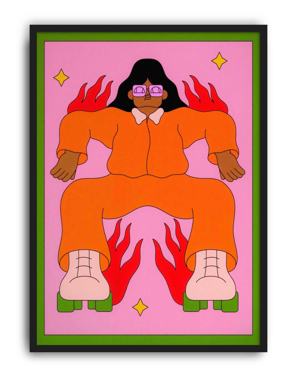 Roller Heat Modern Duvar Tablosu - Pembe Turuncu Figüratif Poster