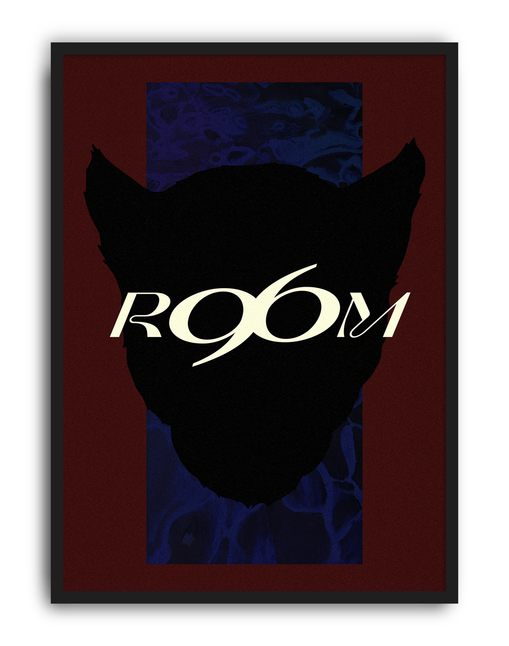 Shadow Room Modern Duvar Tablosu – Bordo Siyah Kedi Silüet Poster
