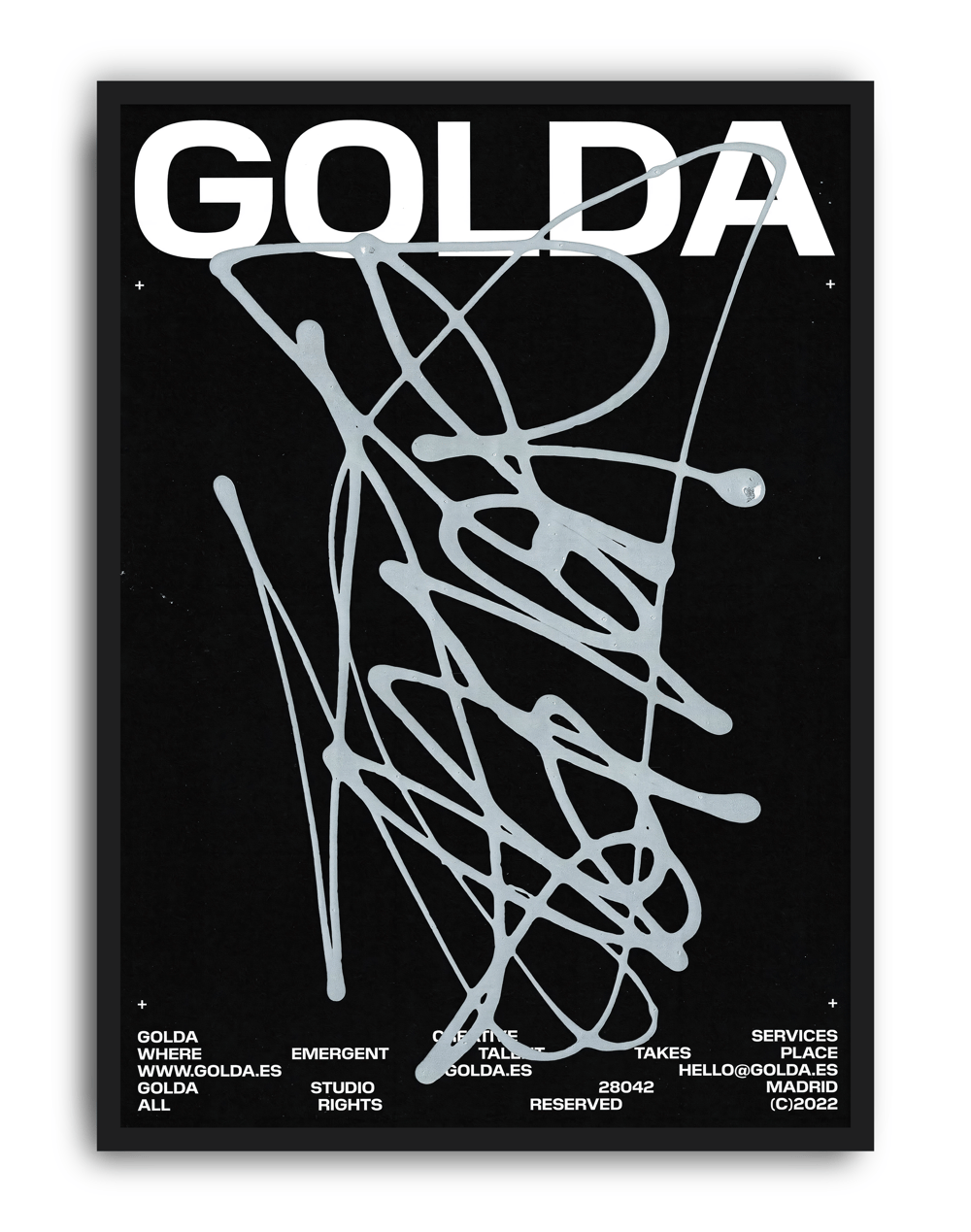 Silver Trace Modern Duvar Tablosu – Siyah Beyaz Deneysel Tipografik Poster