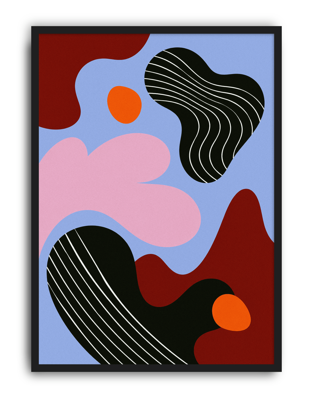 Soft Orbit Modern Duvar Tablosu – Mavi Pembe Abstract Poster