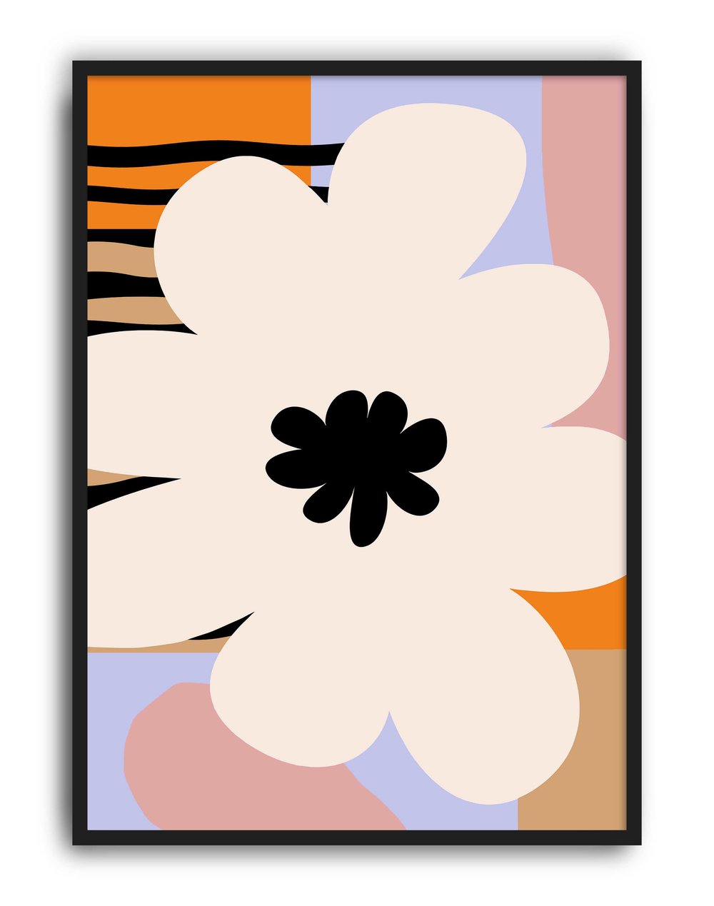 Soft Petal Krem Turuncu Soyut Çiçek Duvar Tablosu