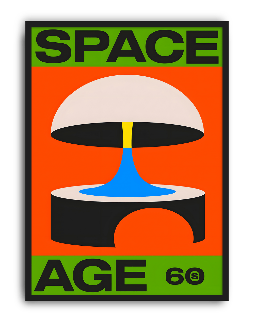 Space Age 60 Modern Duvar Tablosu – Turuncu Yeşil Retro Poster