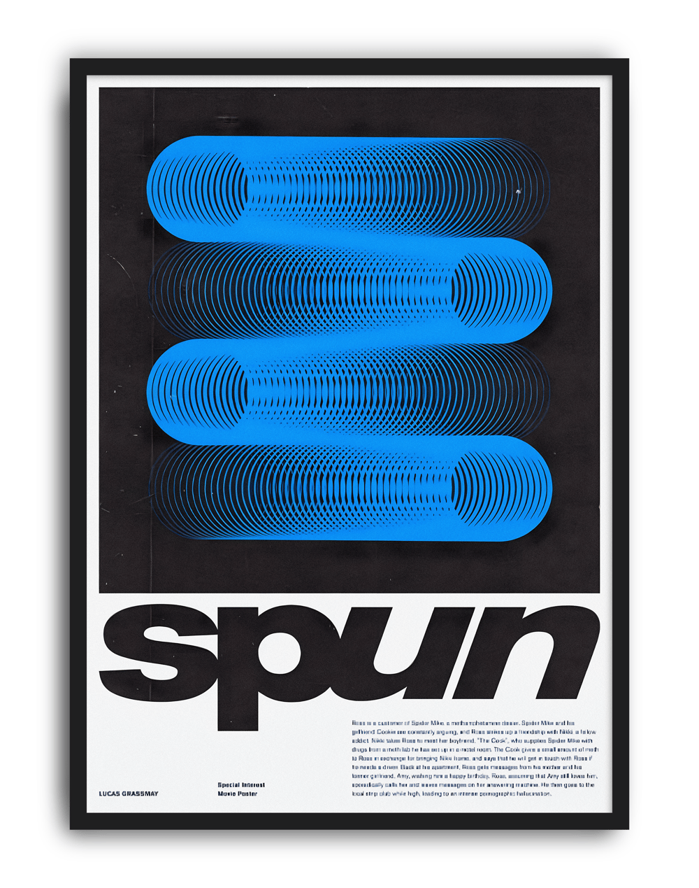 Spin Wave Modern Duvar Tablosu – Mavi Siyah Optik Abstract Poster