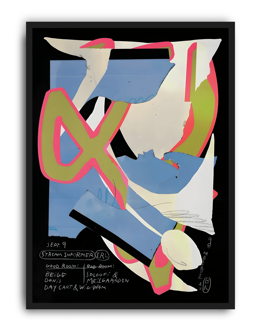 Stream Informer Modern Duvar Tablosu – Siyah Mavi Abstract Kolaj Poster