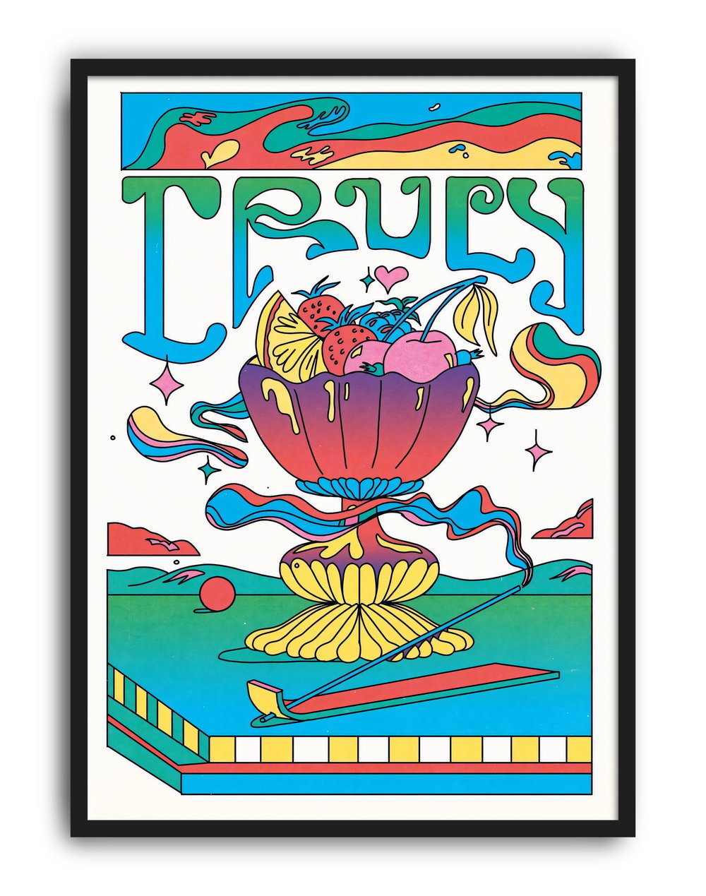 Truly Fruits Modern Duvar Tablosu – Renkli Meyve Kupası Poster