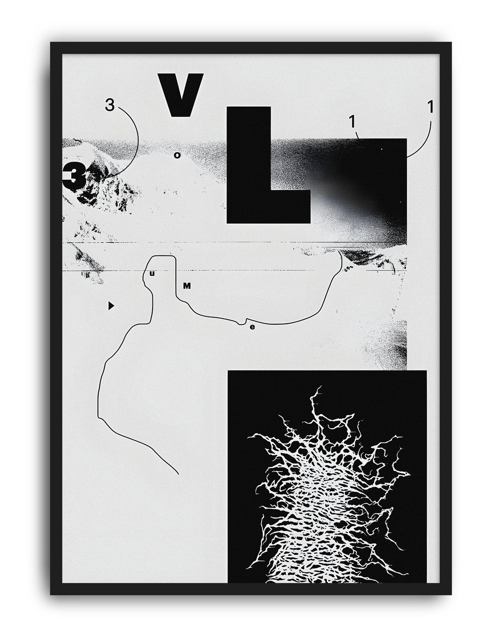 Volume Monochrome Modern Duvar Tablosu – Siyah Beyaz Abstract Poster