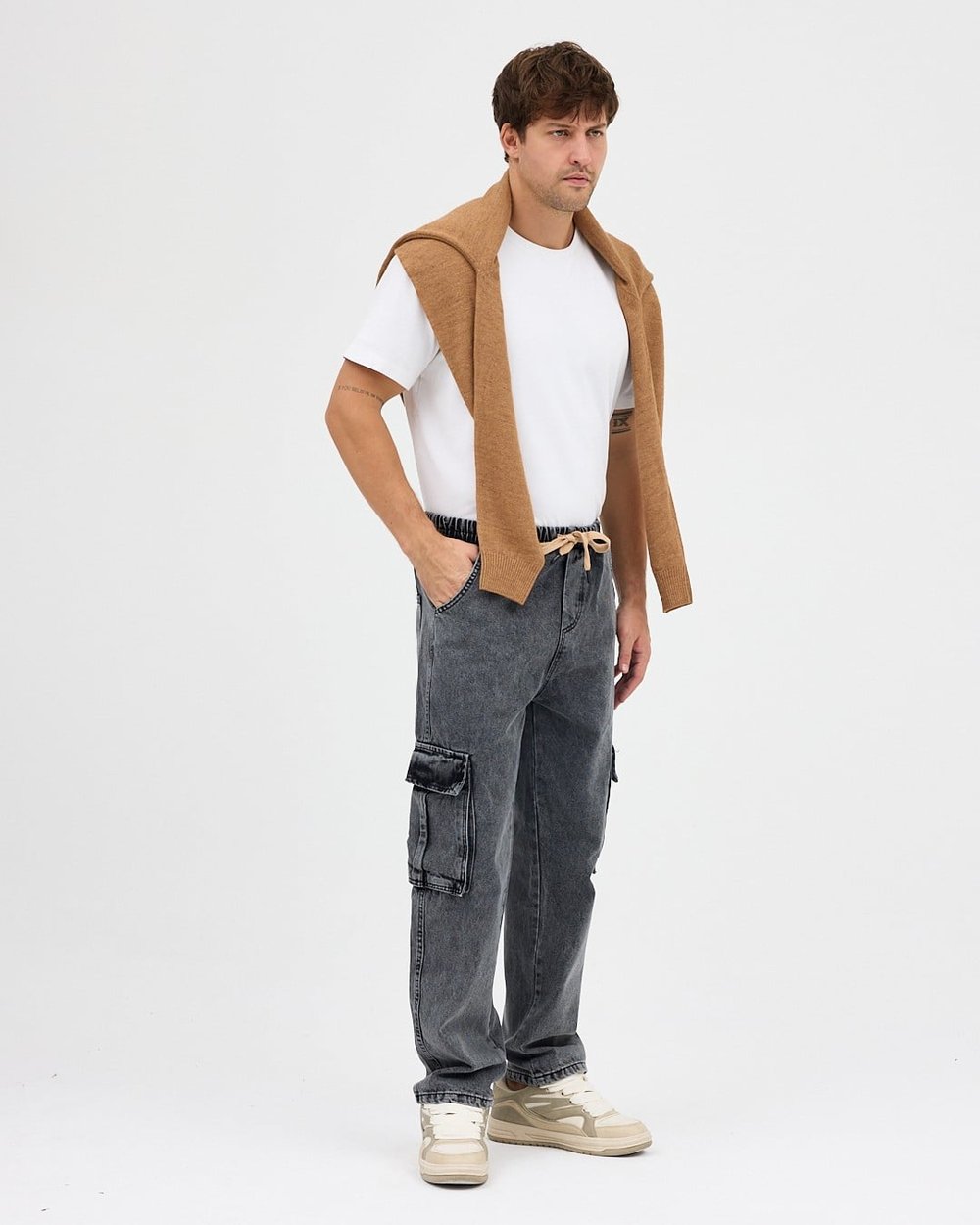 Baggy Füme Kargo Jean