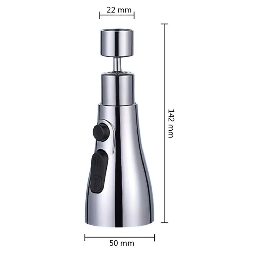 BUFFER® 3 Fonksiyonlu Metal Musluk Başlığı – Tazyikli, Sprey ve Düz Akış Modlu Su Tasarruf Aparatı