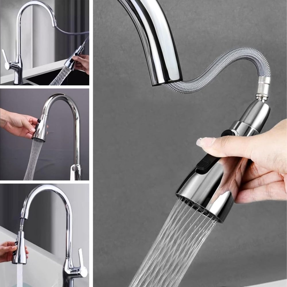 BUFFER® 3 Fonksiyonlu Metal Musluk Başlığı – Tazyikli, Sprey ve Düz Akış Modlu Su Tasarruf Aparatı