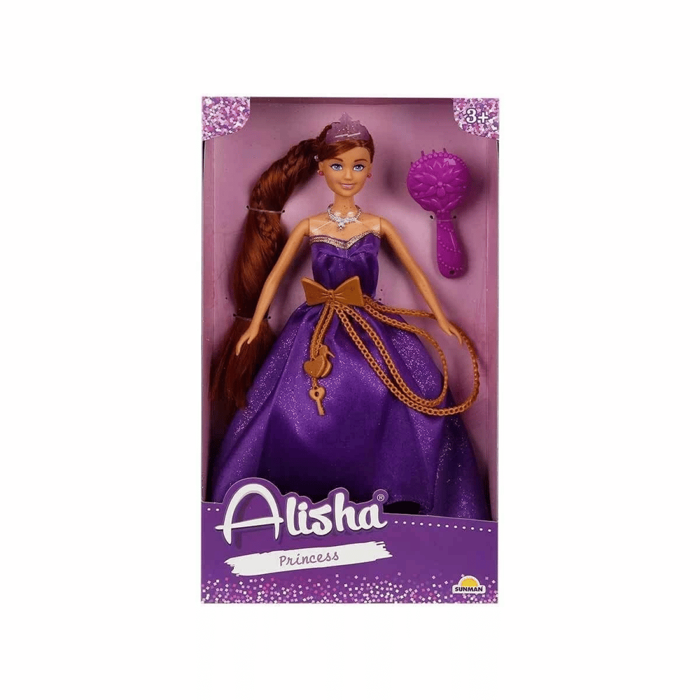 0835 SUN-RST-SIS-MNK Alisha Prenses Uzun Saçlı Aksesuarlı Bebek Set 29 cm 3renk -