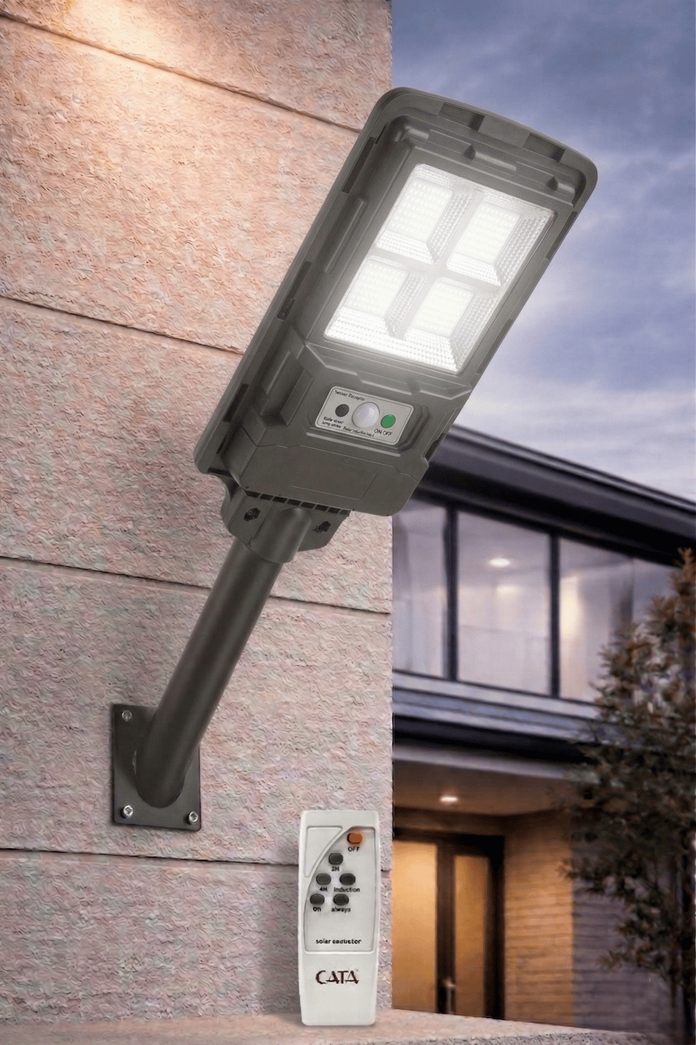 1 Adet CATA CT 4640 Solar Güneş Enerjili 200W Sensörlü Sokak Armatür 6400K Beyaz Işık