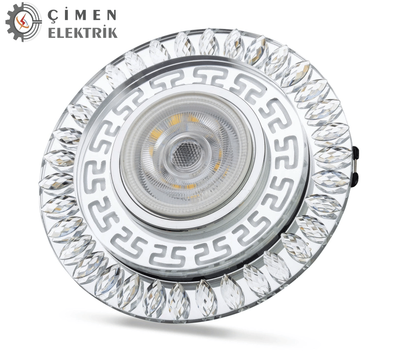 1 Adet NOAS YL65 1757 Flora Led Çerçeveli 4000K + Mavi Yuvarlak Kristal Cam Spot GU10 Duy