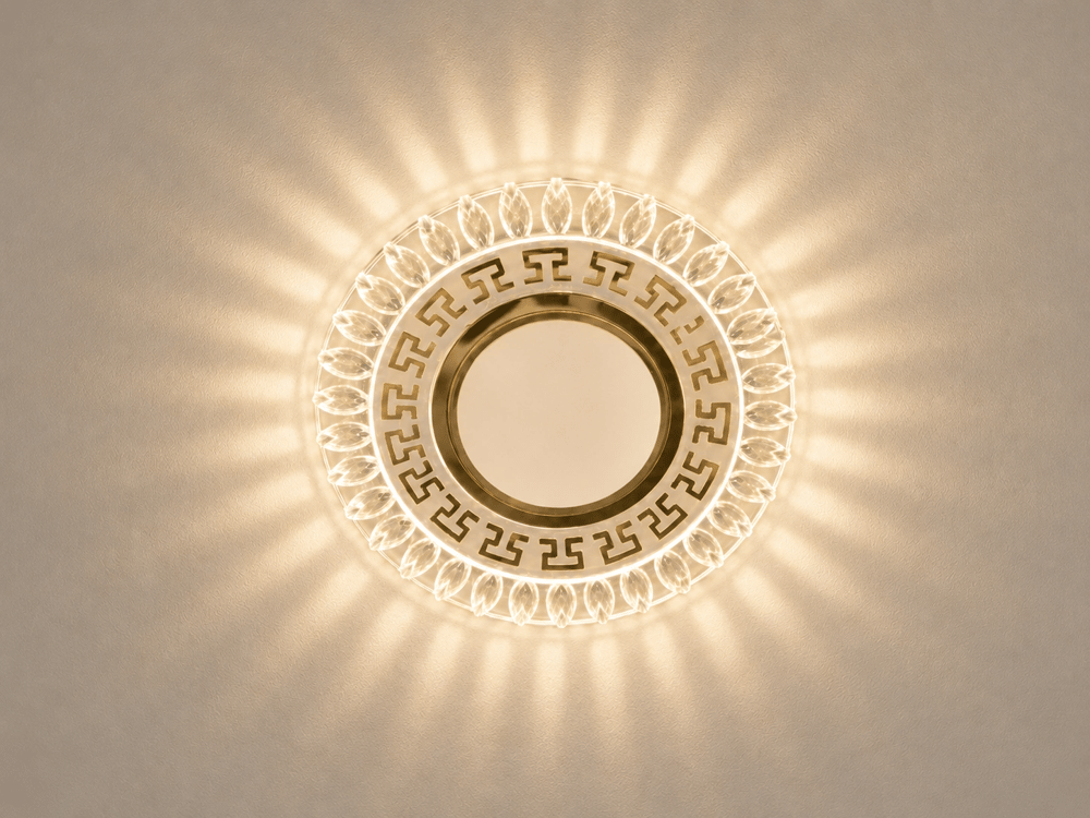 1 Adet NOAS YL65 1757 Flora Led Çerçeveli 4000K + Mavi Yuvarlak Kristal Cam Spot GU10 Duy