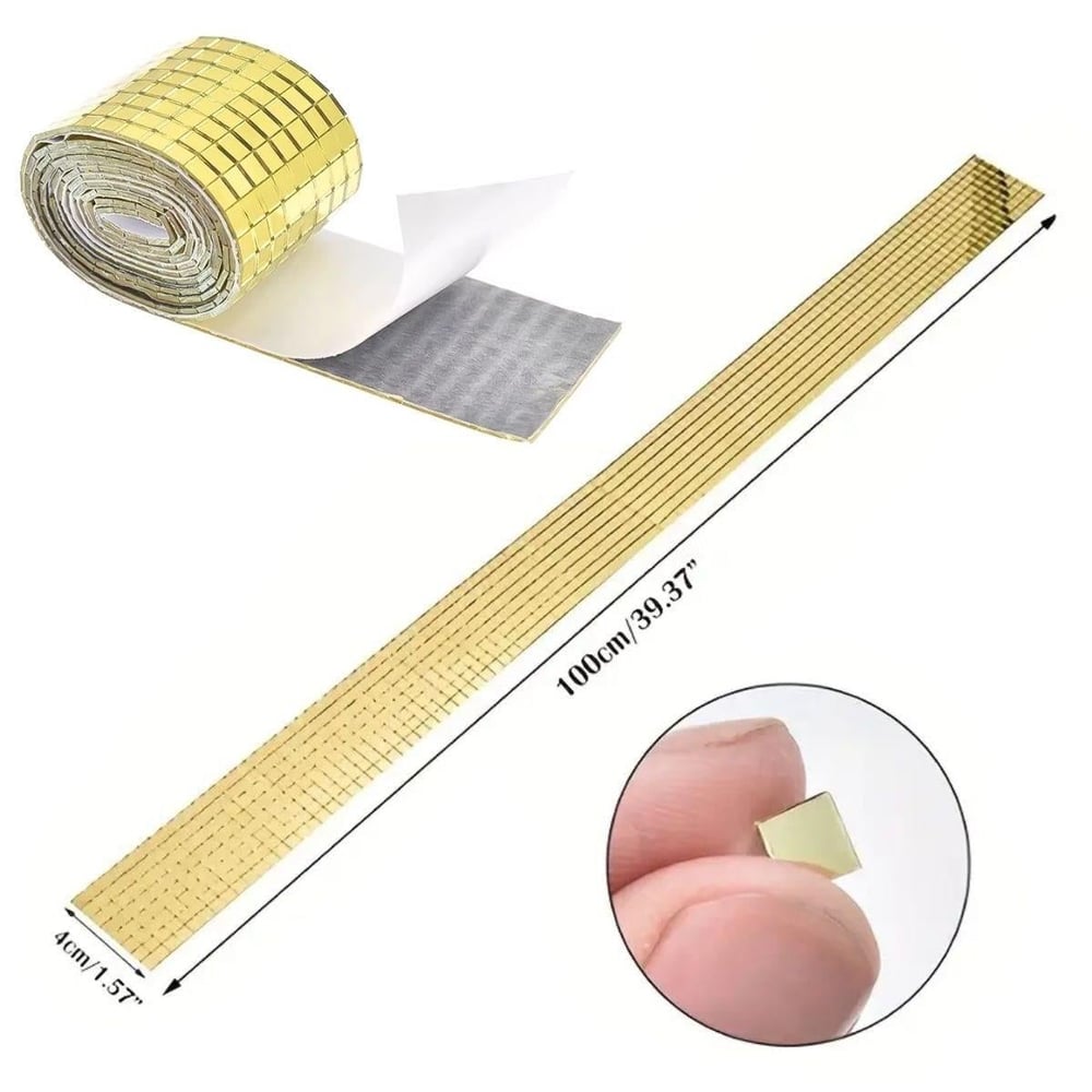 1 Metre Uzunluğunda Gold Renk Aynalı Mozaik Taşlı Dekor Bandı 4 cm x 1 mt (3936)