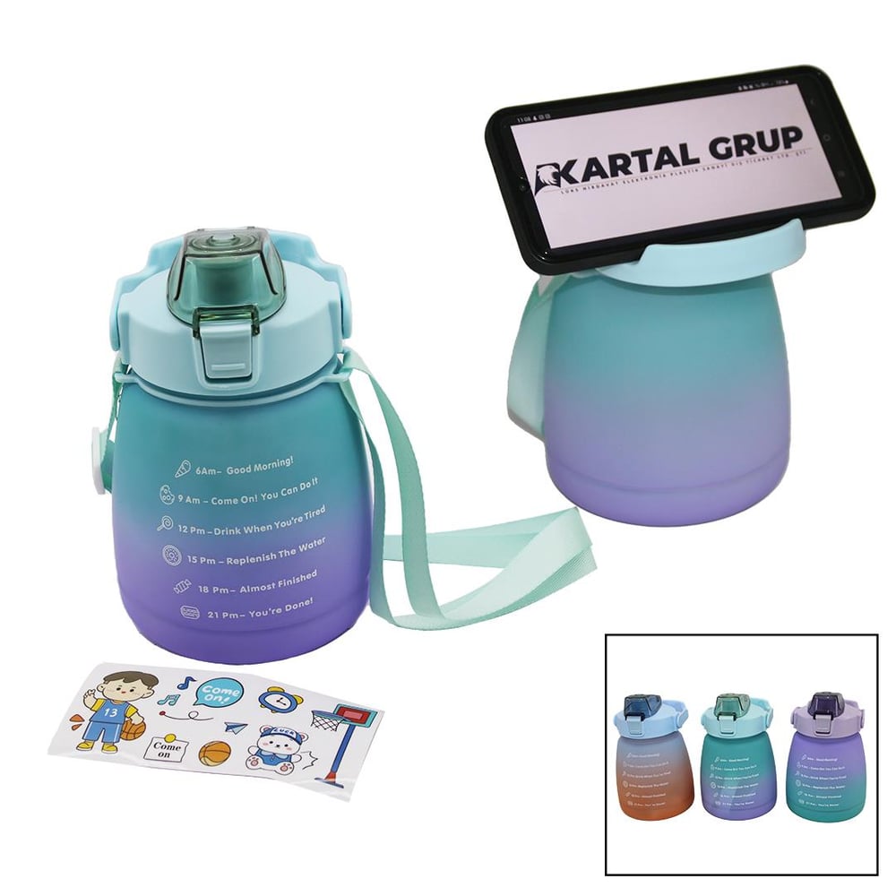 1.3LT - TOMBUL PİPETLİ RENKLİ PLASTİK SULUK MATARA KİLİTLİ KAPAKLI - TELEFONLUKLU (3936)