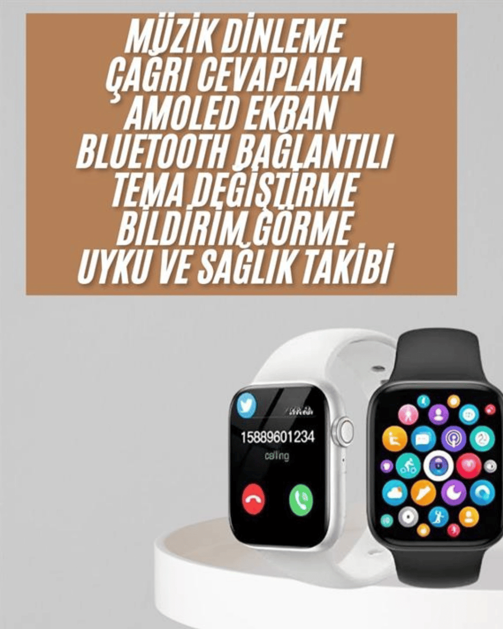 1.83 İnç Akıllı Saat Android ve İOS Uyumlu Çağrı Cevaplayabilen Adımsayar GPS Takibi