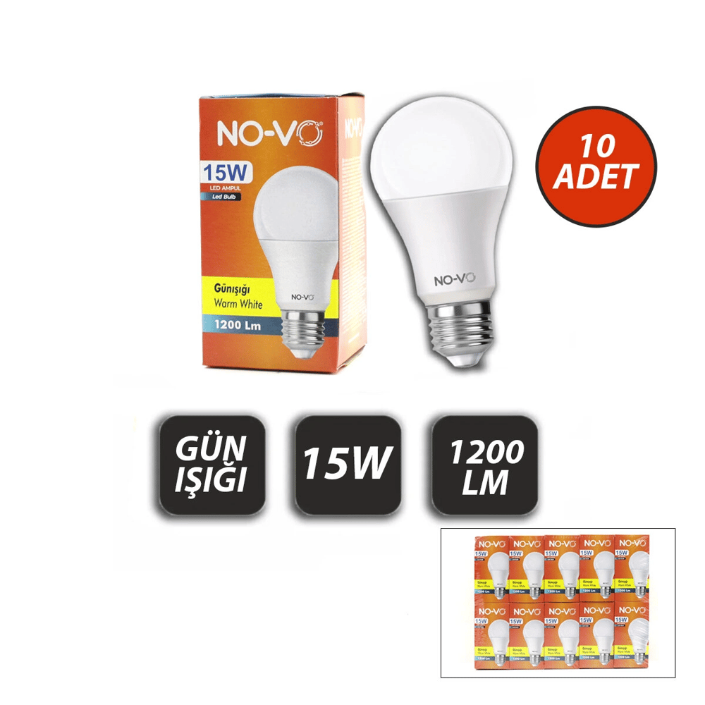 10 Adet 15w Gün Işık Led Ampul 1200lm 3000k 15.000 Saat Ömür Bx40