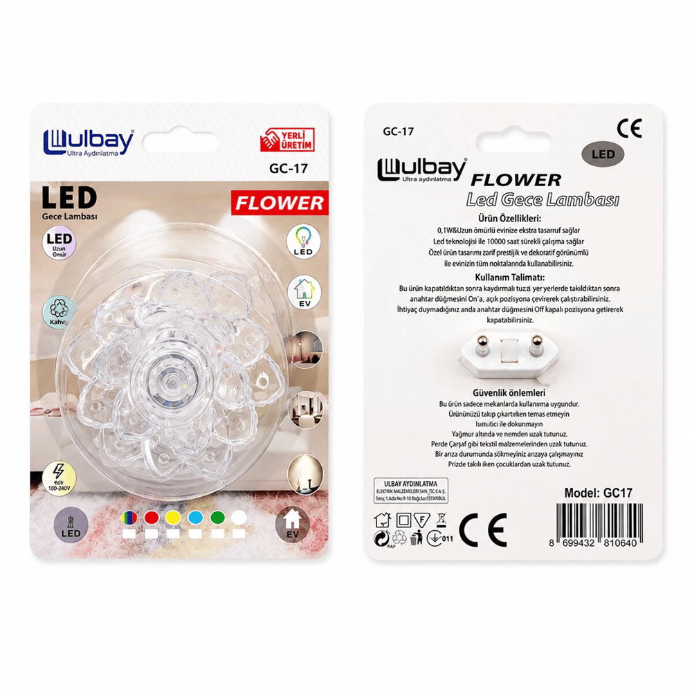 10 Adet Kozalak Led Gece Lambası Gc-17 Bx40