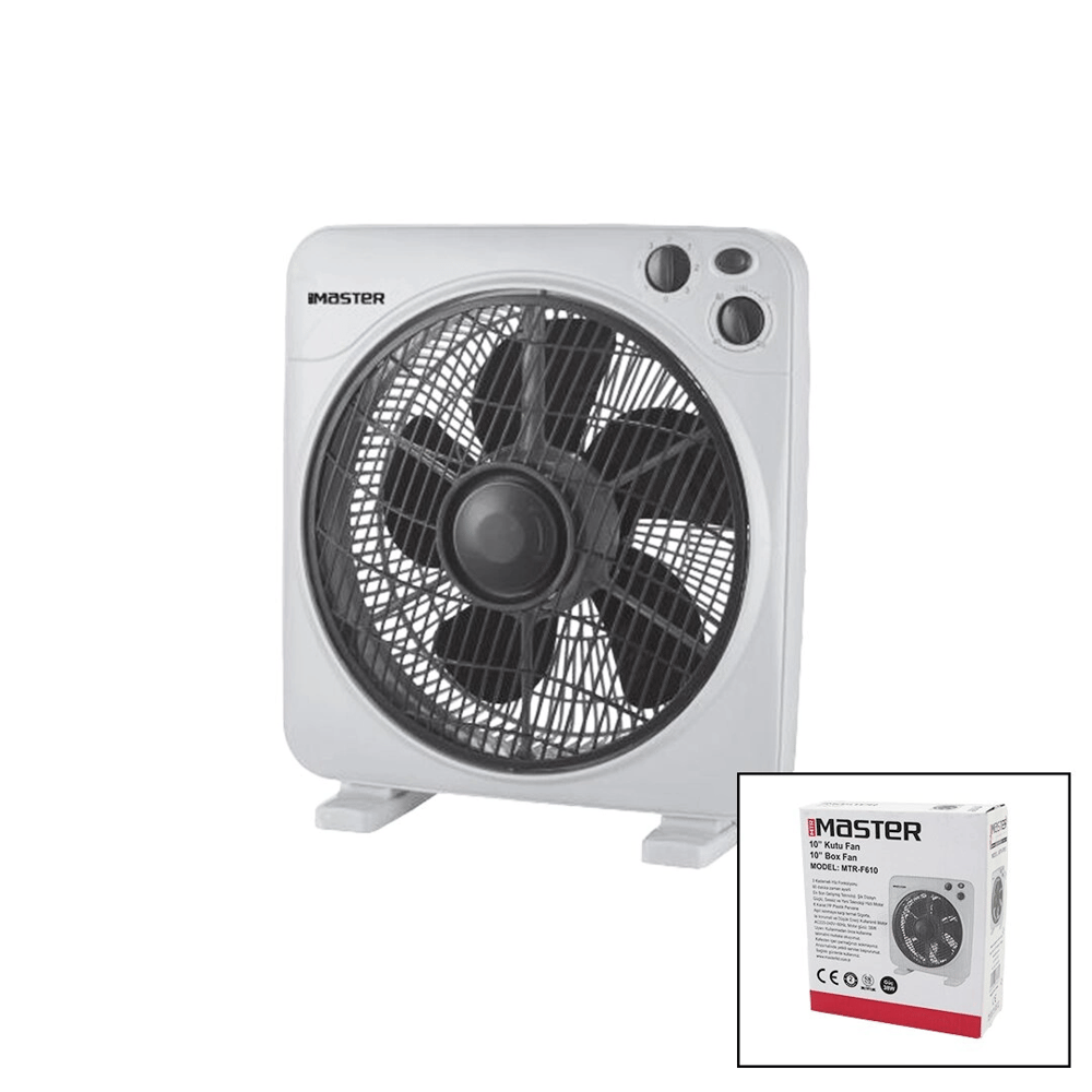 10 İnç  Kutu Fan  Vantilatör  3 Kademe Hız   6 Plastik Kanat 38w  60dk.zaman Ayarlı Mtr-f610 Bx40