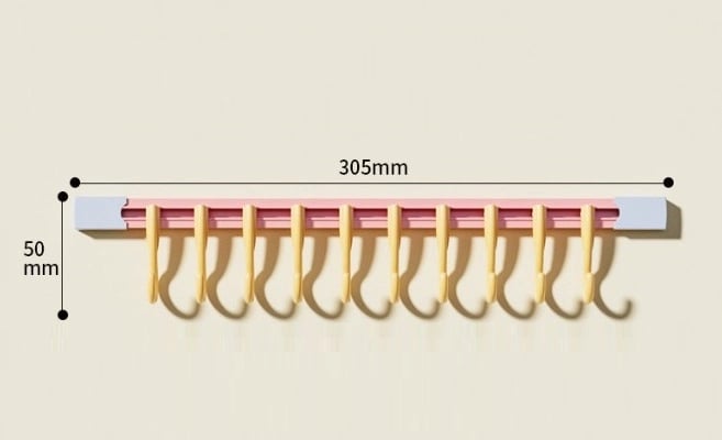 10 Kancalı Raylı Mutfak Ve Banyo Düzenleyici Askı 30 Cm Bx40