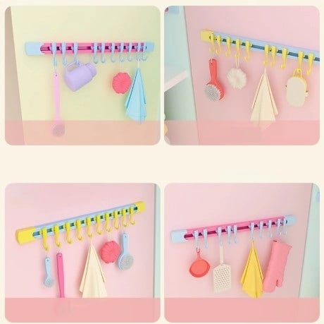 10 Kancalı Raylı Mutfak Ve Banyo Düzenleyici Askı 30 Cm Bx40