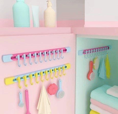 10 Kancalı Raylı Mutfak ve Banyo Düzenleyici Askı 30 cm