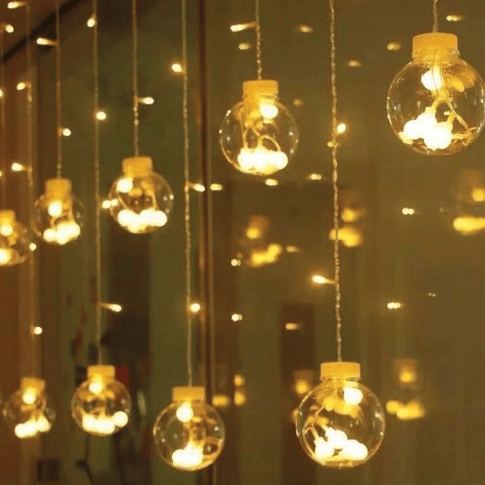 10 Sarkıtlı Kumandalı Dekoratif Top İçi Mini Toplu LED Günışığı Rengi Dekoratif Aydınlatma