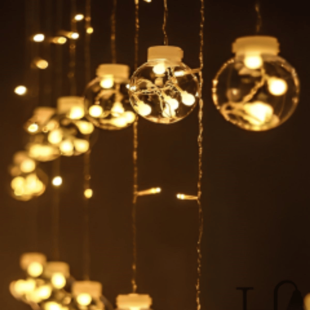 10 Sarkıtlı Kumandalı Dekoratif Top İçi Mini Toplu LED Günışığı Rengi Dekoratif Aydınlatma