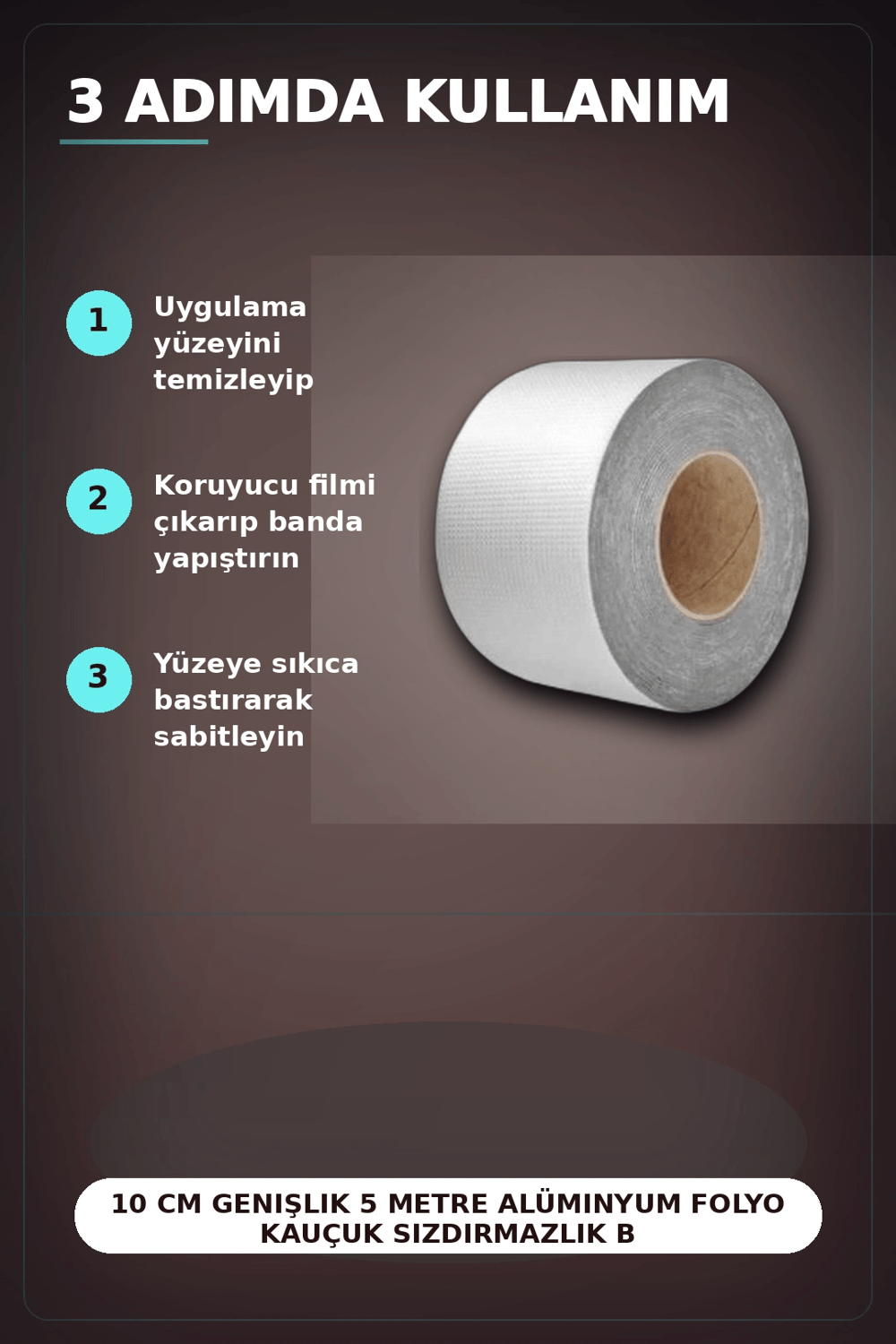 10 cm Genişlik 5 Metre Alüminyum Folyo Kauçuk Sızdırmazlık Bandı - Çatı Boru Duvar Onarım BX-313438