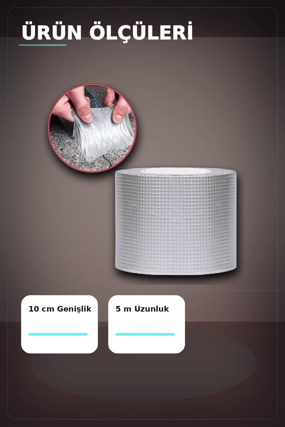 10 cm Genişlik 5 Metre Alüminyum Folyo Kauçuk Sızdırmazlık Bandı - Çatı Boru Duvar Onarım BX-313438
