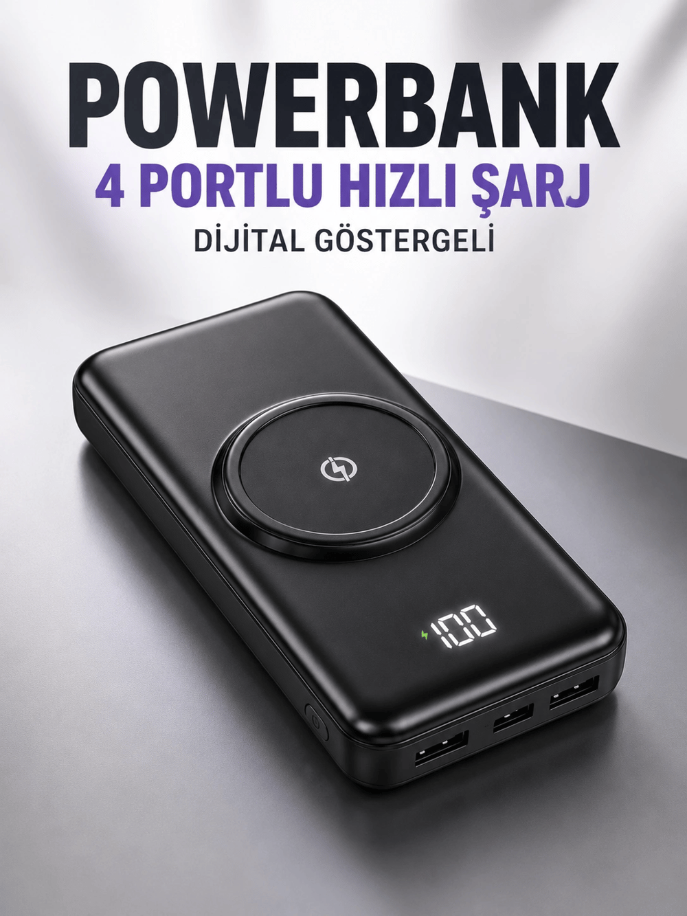 10.000 Mah Powerbank 4 Portlu Hızlı Şarj Dijital Göstergeli