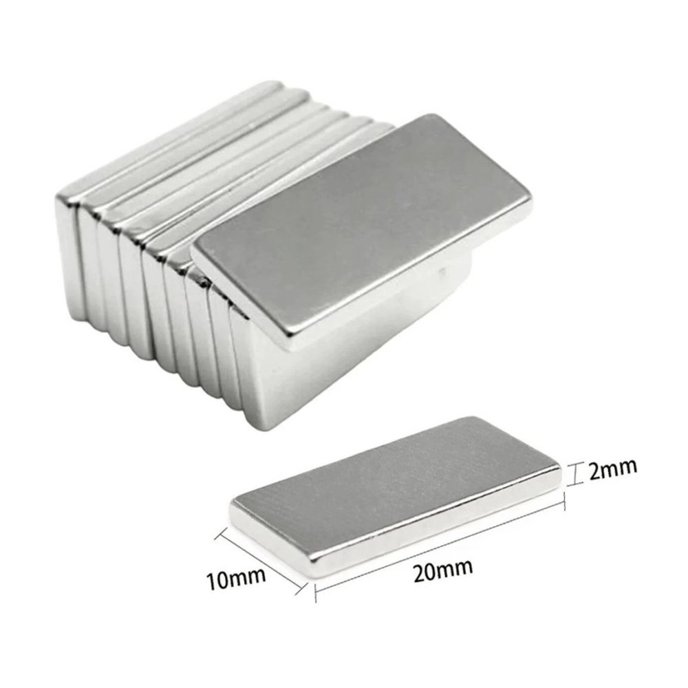 100 Adet 20x10x2 mm Neodyum Mıknatıs Köşeli Magnet N35 Nikel Kaplama Güçlü Kaliteli Dayanıklı