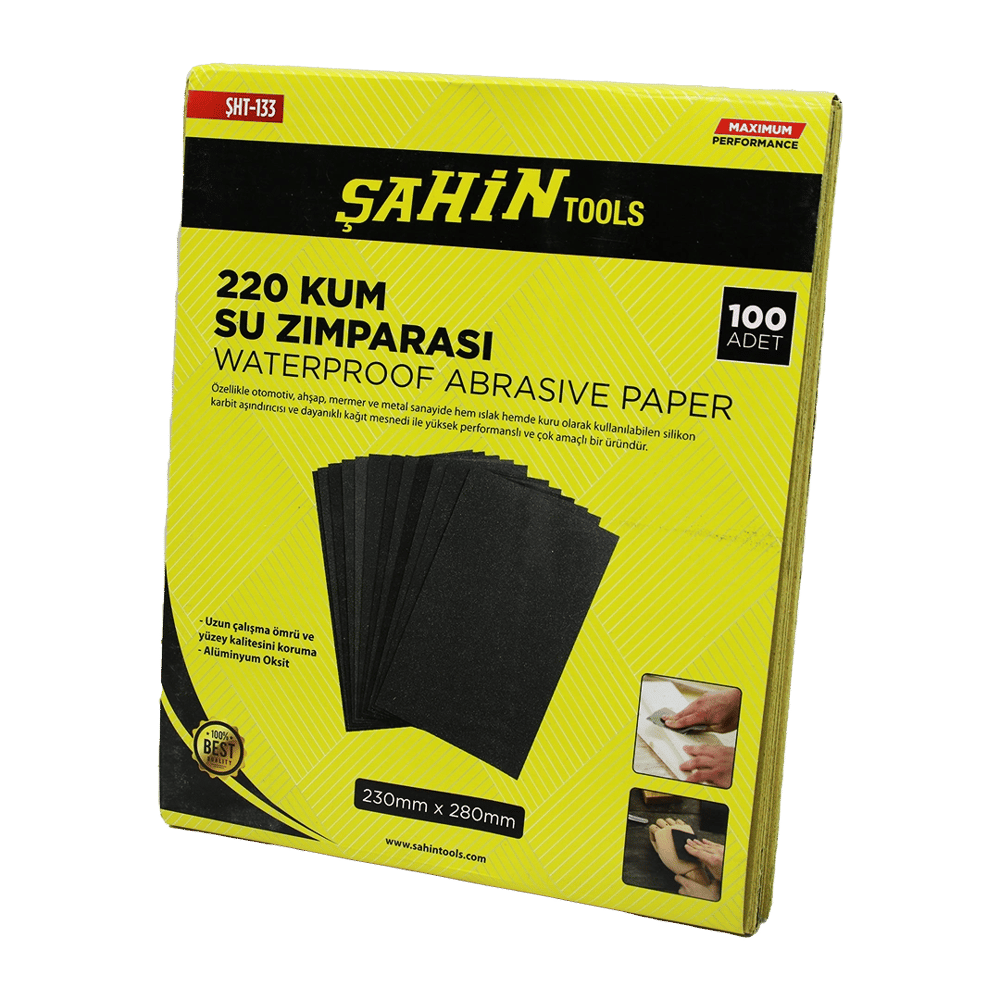 100 Adet 220 Kum Kağıt Su Zımparası Bx40
