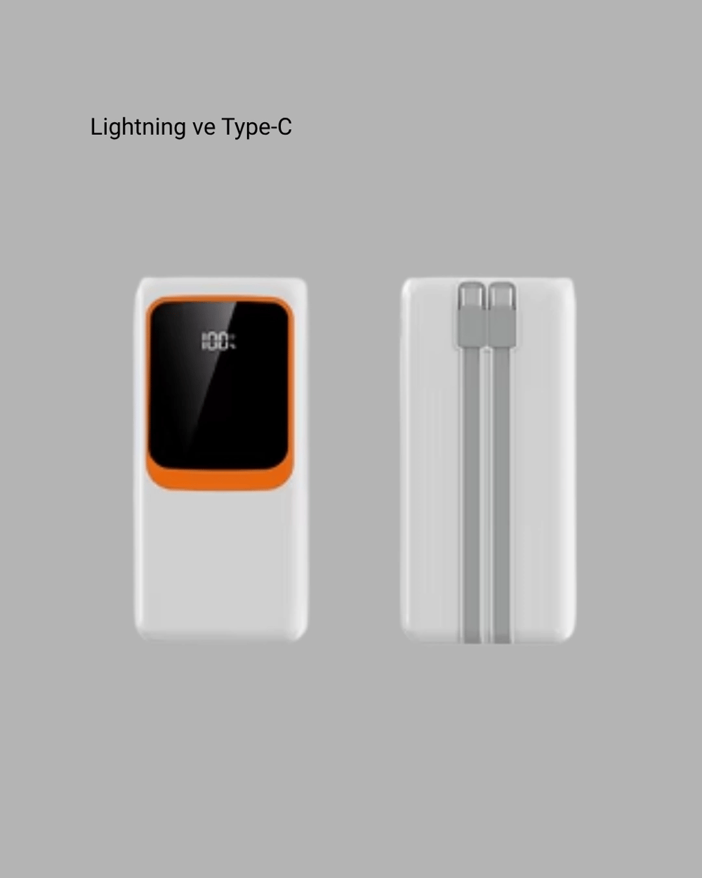 10000 mAh Taşınabilir Powerbank Çift Çıkışlı Type-C ve Lightning Uyumlu