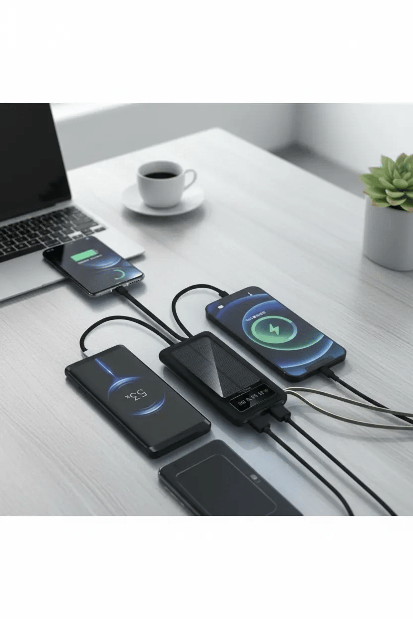 10000mah Güneş Enerjili Taşınabilir Şarj Cihazı - Çift Led Fenerli, Lcd , 2 Usb-C Powerbank