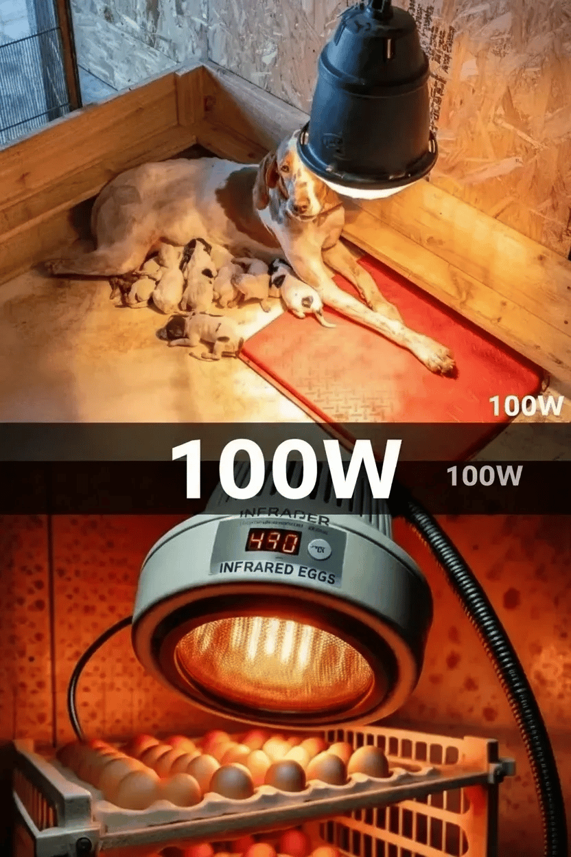 100W Kızılötesi (infrared) Isıtıcılı Hayvan Isıtma ve Kuluçka Lambası (Kırmızı Işık) E27 (Kalın Duy)