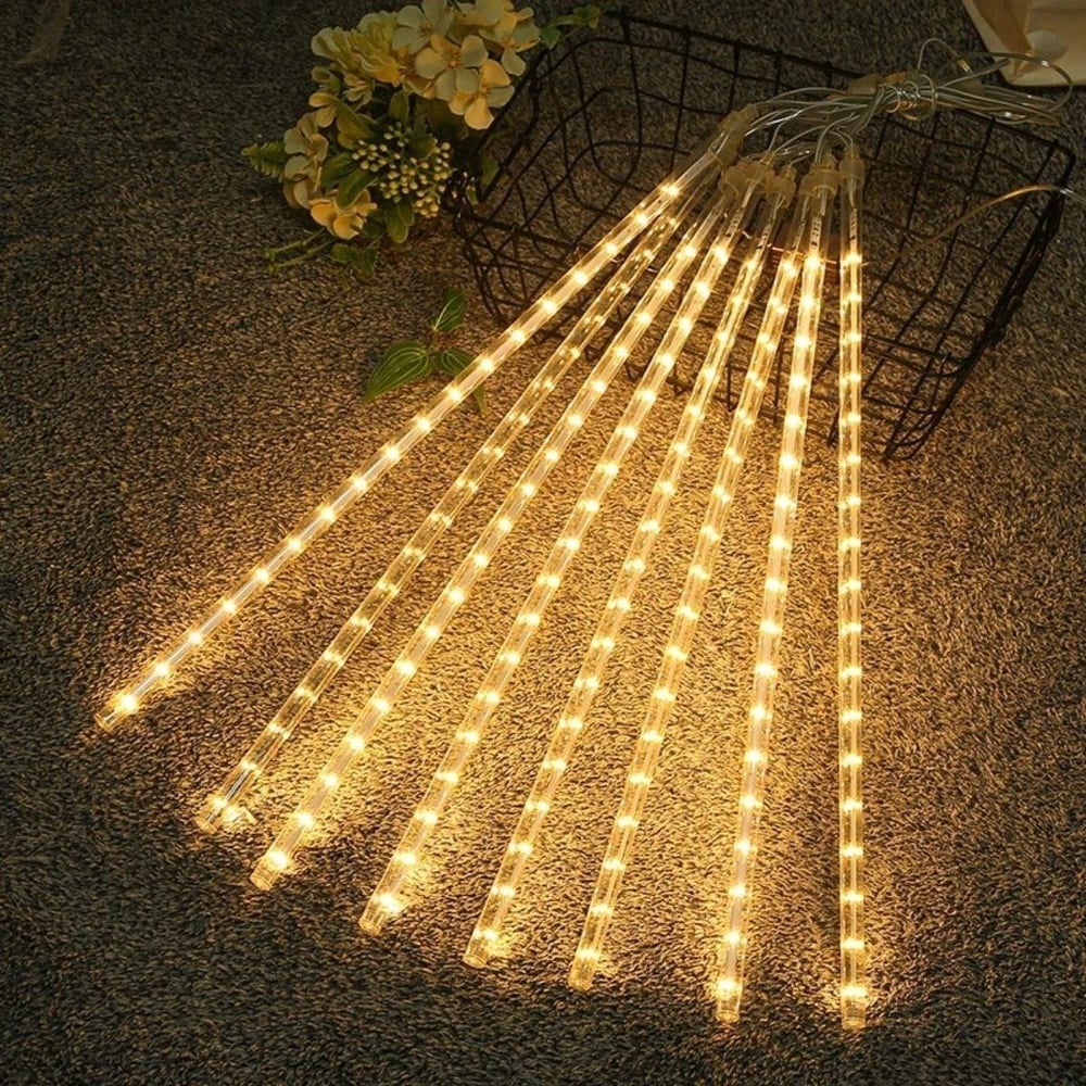 10'lu 45 cm Plastik Meteor LED USB 2M Kablo Sarı Renk Ağaç Işığı – Renk Değiştiren Asmalı Dekoratif Bahçe ve Dış Mekan Aydınlatması (3936)